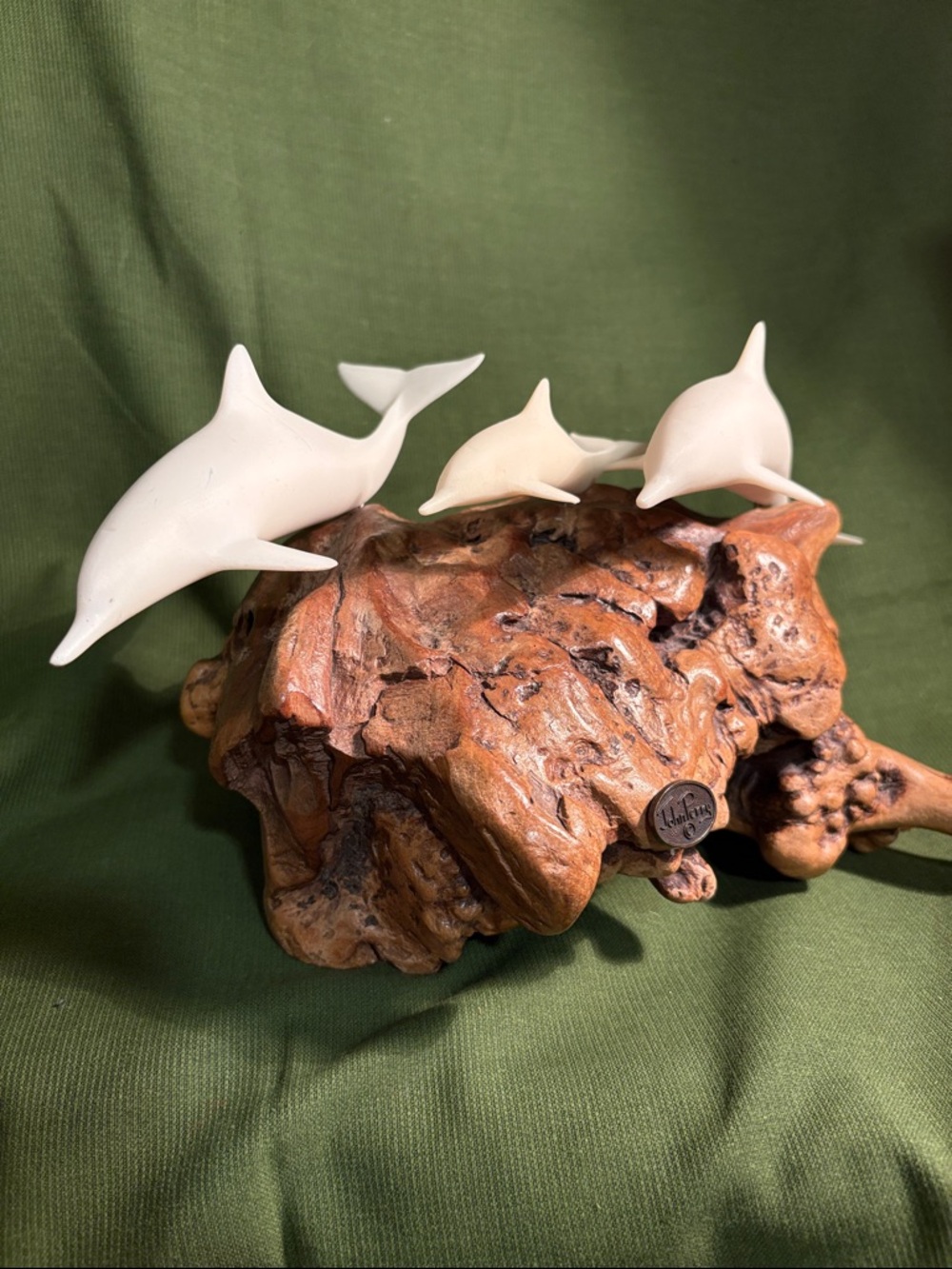 Vintage John Perry 3 Dolphin Sculpture.
